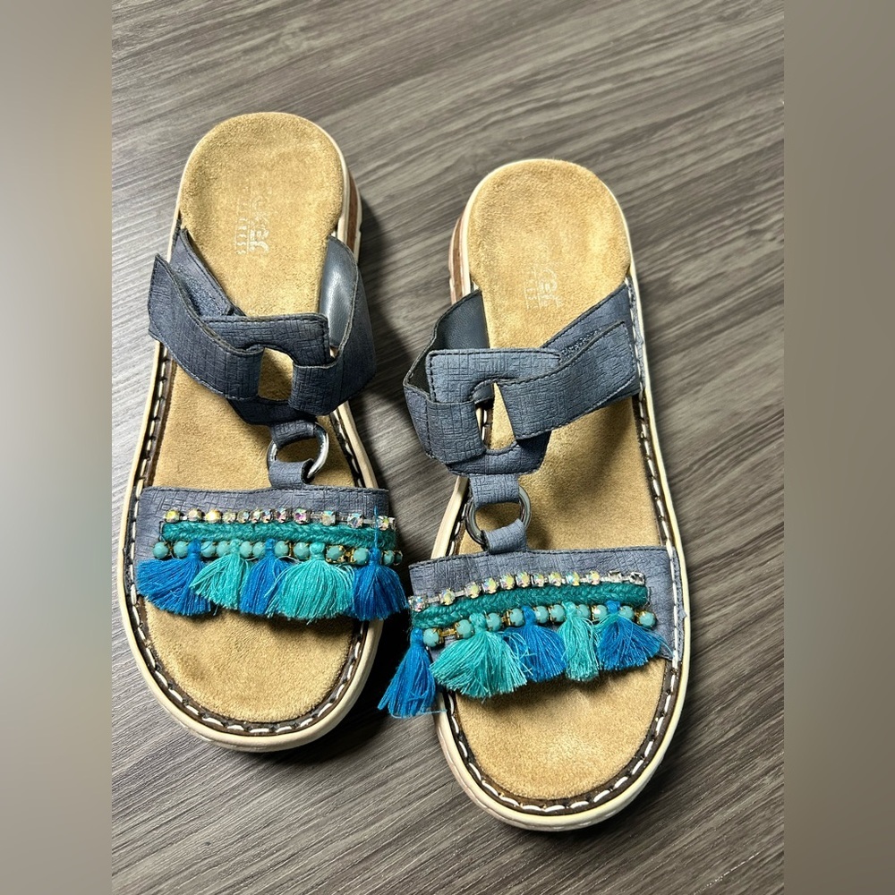 Rieker Blue Tassel Sandals Size 8 / 40